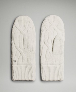 Mittens Lululemon Cable-Knit Fleece-Lined γυναικεια Μπεζ | Greece-3876521