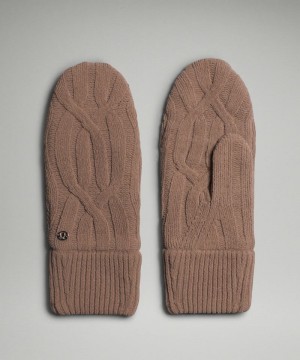 Mittens Lululemon Cable-Knit Fleece-Lined γυναικεια γκρι | Greece-6539704