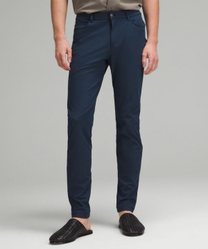 Παντελονι Lululemon ABC Skinny-Fit 5 Pocket 34"L Warpstreme ανδρικα σκουρο μπλε | Greece-9346120