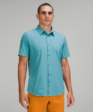 πουκαμισα Lululemon Airing Easy Short-Sleeve ανδρικα μπλε | Greece-2786139