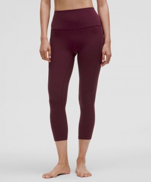 Κολαν Lululemon Align™ High-Rise Crop with Pockets 23" γυναικεια σκούρο κοκκινα | Greece-5812670
