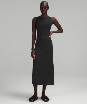 Φορεμα Lululemon All Aligned Ribbed Midi γυναικεια μαυρα | Greece-7063842