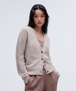 Πουλόβερ Lululemon Alpaca Wool-Blend Cardigan γυναικεια Heathered Crepe | Greece-3602748