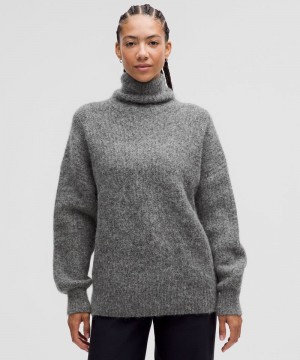 Πουλόβερ Lululemon Alpaca Wool-Blend Funnel-Neck γυναικεια γκρι μαυρα | Greece-1692340