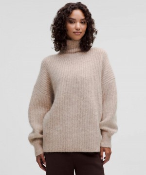 Πουλόβερ Lululemon Alpaca Wool-Blend Funnel-Neck γυναικεια Heathered Crepe | Greece-2409685