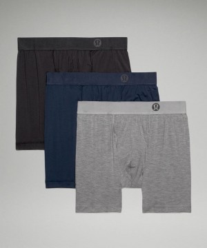 εσωρουχα Lululemon Always In Motion Boxer with Fly 5" ανδρικα μαυρα γκρι σκουρο μπλε | Greece-6801243