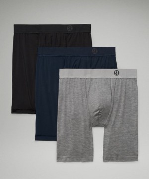 εσωρουχα Lululemon Always In Motion Long Boxer 7" ανδρικα μαυρα γκρι σκουρο μπλε | Greece-4563709
