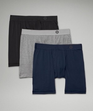 εσωρουχα Lululemon Always In Motion Long Boxer with Fly 7" ανδρικα μαυρα γκρι σκουρο μπλε | Greece-1426039