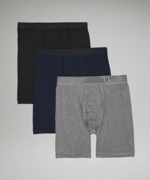 εσωρουχα Lululemon Always In Motion Long Mesh Boxer 7" ανδρικα μαυρα γκρι σκουρο μπλε | Greece-9210536