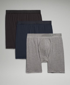 εσωρουχα Lululemon Always In Motion Long Mesh Boxer 7" ανδρικα μαυρα σκουρο μπλε γκρι | Greece-7108649