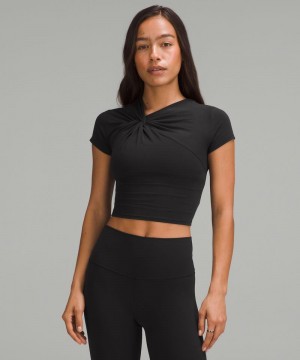 μπλουζακια Lululemon Asymmetrical Front-Twist γυναικεια μαυρα | Greece-9067341