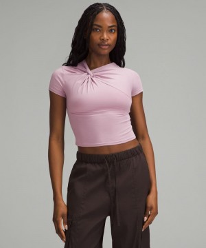 μπλουζακια Lululemon Asymmetrical Front-Twist γυναικεια ροζ ροζ | Greece-3281704