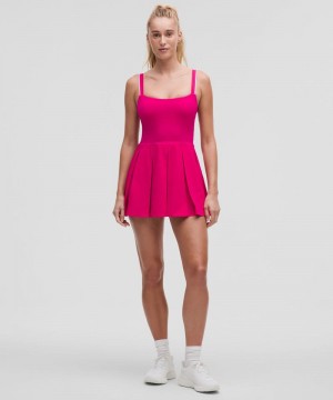 Φορεμα Lululemon Box-Pleat -Lined Tennis γυναικεια ροζ ασπρα | Greece-6704921
