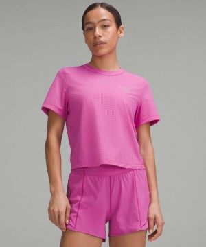 μπλουζακια Lululemon Breathable Running Short-Sleeve Graphic γυναικεια ροζ | Greece-9351204