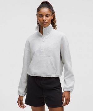 Φουτερ Lululemon Brushed Softstreme Half Zip γυναικεια ανοιχτο γκρι | Greece-9768251
