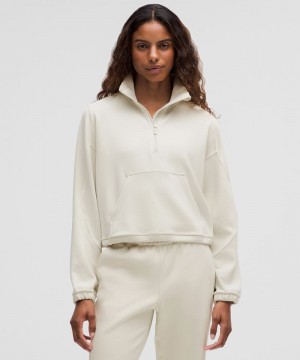 Φουτερ Lululemon Brushed Softstreme Half Zip γυναικεια Μπεζ | Greece-0946273