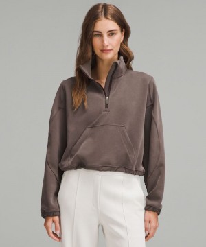 Φουτερ Lululemon Brushed Softstreme Half Zip γυναικεια σοκολάτα | Greece-1389067
