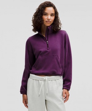 Φουτερ Lululemon Brushed Softstreme Half Zip γυναικεια μωβ | Greece-9243510