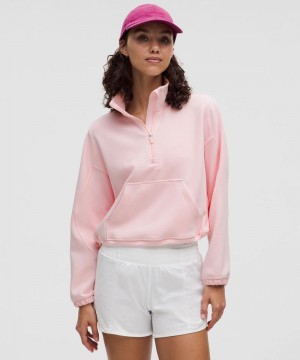 Φουτερ Lululemon Brushed Softstreme Half Zip γυναικεια ροζ | Greece-1297865