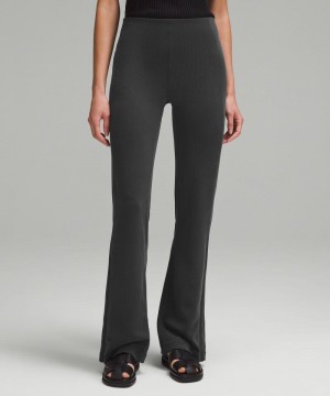 Παντελονι Lululemon Brushed Softstreme Ribbed Zip-Flared 32.5" γυναικεια μαυρα | Greece-3715962