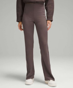 Παντελονι Lululemon Brushed Softstreme Ribbed Zip-Flared 32.5" γυναικεια σοκολάτα | Greece-9738165