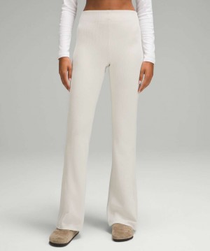 Παντελονι Lululemon Brushed Softstreme Ribbed Zip-Flared 32.5" γυναικεια Μπεζ | Greece-3217508
