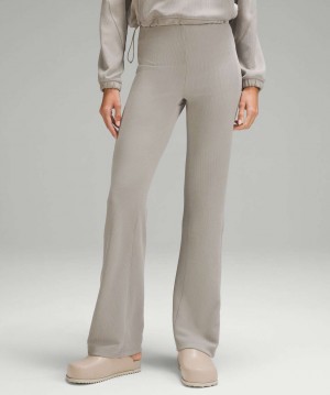 Παντελονι Lululemon Brushed Softstreme Ribbed Zip-Flared 32.5" γυναικεια γκρι | Greece-3041529