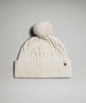 Σκουφακι Lululemon Cable-Knit Pom-Pom γυναικεια Μπεζ | Greece-2630175