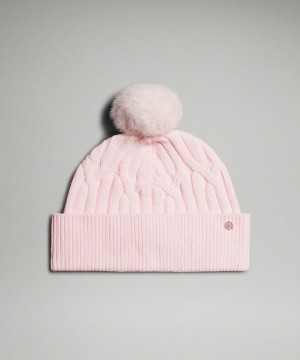 Σκουφακι Lululemon Cable-Knit Pom-Pom γυναικεια ροζ | Greece-5971068