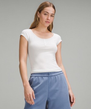 μπλουζακια Lululemon Cap-Sleeve Henley γυναικεια ασπρα | Greece-2415986