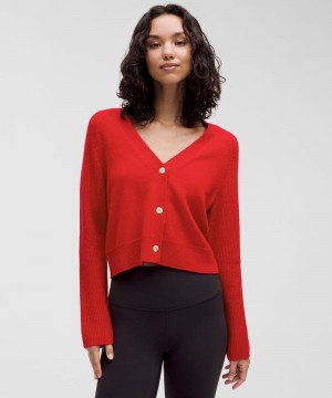 Πουλόβερ Lululemon Cashmere Slim-Fit Cardigan γυναικεια σκούρο κοκκινα | Greece-5718904
