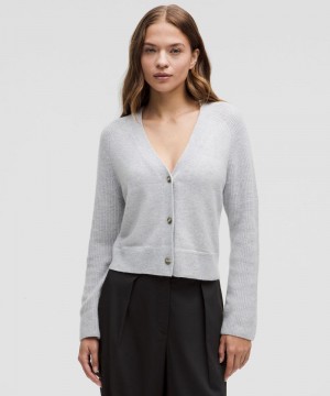 Πουλόβερ Lululemon Cashmere Slim-Fit Cardigan γυναικεια ασημι | Greece-1845207