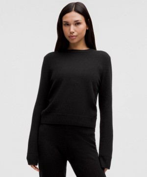 Πουλόβερ Lululemon Cashmere Slim-Fit Crewneck γυναικεια μαυρα | Greece-5960348