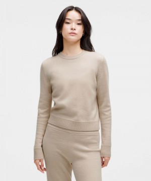 Πουλόβερ Lululemon Cashmere Slim-Fit Crewneck γυναικεια καφε | Greece-5379120