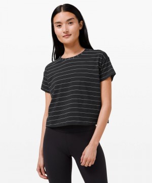 μπλουζακια Lululemon Cates γυναικεια μαυρα ασπρα | Greece-9231465