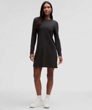 Φορεμα Lululemon Classic-Fit Cotton-Blend Long-Sleeve γυναικεια μαυρα | Greece-6352840