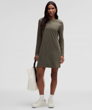 Φορεμα Lululemon Classic-Fit Cotton-Blend Long-Sleeve γυναικεια καφε | Greece-0291583