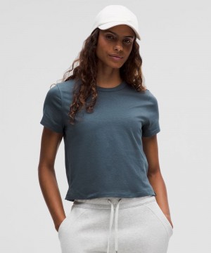 μπλουζακια Lululemon Classic-Fit Cotton-Blend γυναικεια μπλε | Greece-3264185