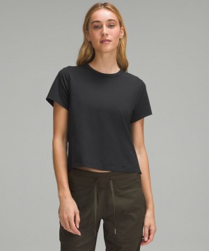 μπλουζακια Lululemon Classic-Fit Cotton-Blend γυναικεια μαυρα | Greece-0584761