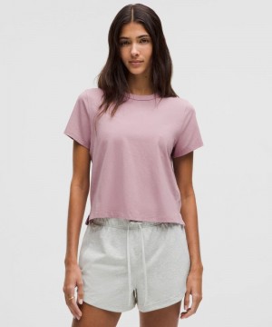 μπλουζακια Lululemon Classic-Fit Cotton-Blend γυναικεια ροζ ροζ | Greece-6174983