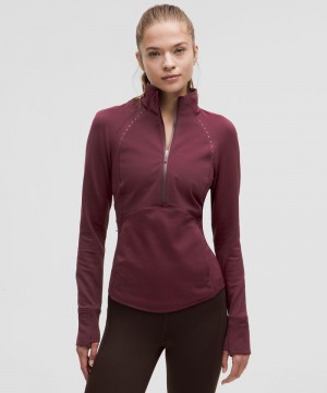 Φουτερ Lululemon Cold Weather Running Half Zip γυναικεια σκούρο κοκκινα | Greece-8374960