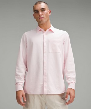 πουκαμισα Lululemon Commission Long-Sleeve ανδρικα ροζ ασπρα | Greece-6154938