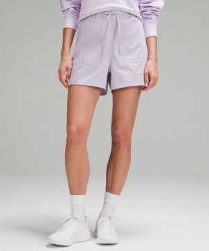 Σορτσ Lululemon Cotton-Blend Poplin High-Rise 4" γυναικεια μωβ | Greece-9784205