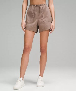Σορτσ Lululemon Cotton-Blend Poplin High-Rise 4" γυναικεια γκρι | Greece-6523197