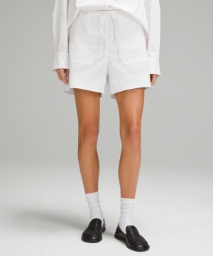 Σορτσ Lululemon Cotton-Blend Poplin High-Rise 4" γυναικεια ασπρα | Greece-7694123