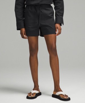 Σορτσ Lululemon Cotton-Blend Poplin High-Rise 4" γυναικεια μαυρα | Greece-2403869