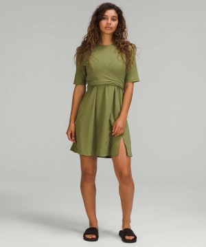 Φορεμα Lululemon Cotton Wrap-Front γυναικεια πρασινο | Greece-0761982
