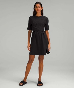 Φορεμα Lululemon Cotton Wrap-Front γυναικεια μαυρα | Greece-1743950