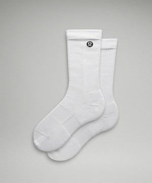 Καλτσεσ Lululemon Daily Stride Ribbed Comfort Crew ανδρικα ασπρα | Greece-6542793