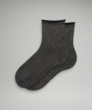 Καλτσεσ Lululemon Daily Stride Sparkle Quarter γυναικεια μαυρα ασημι | Greece-0496857